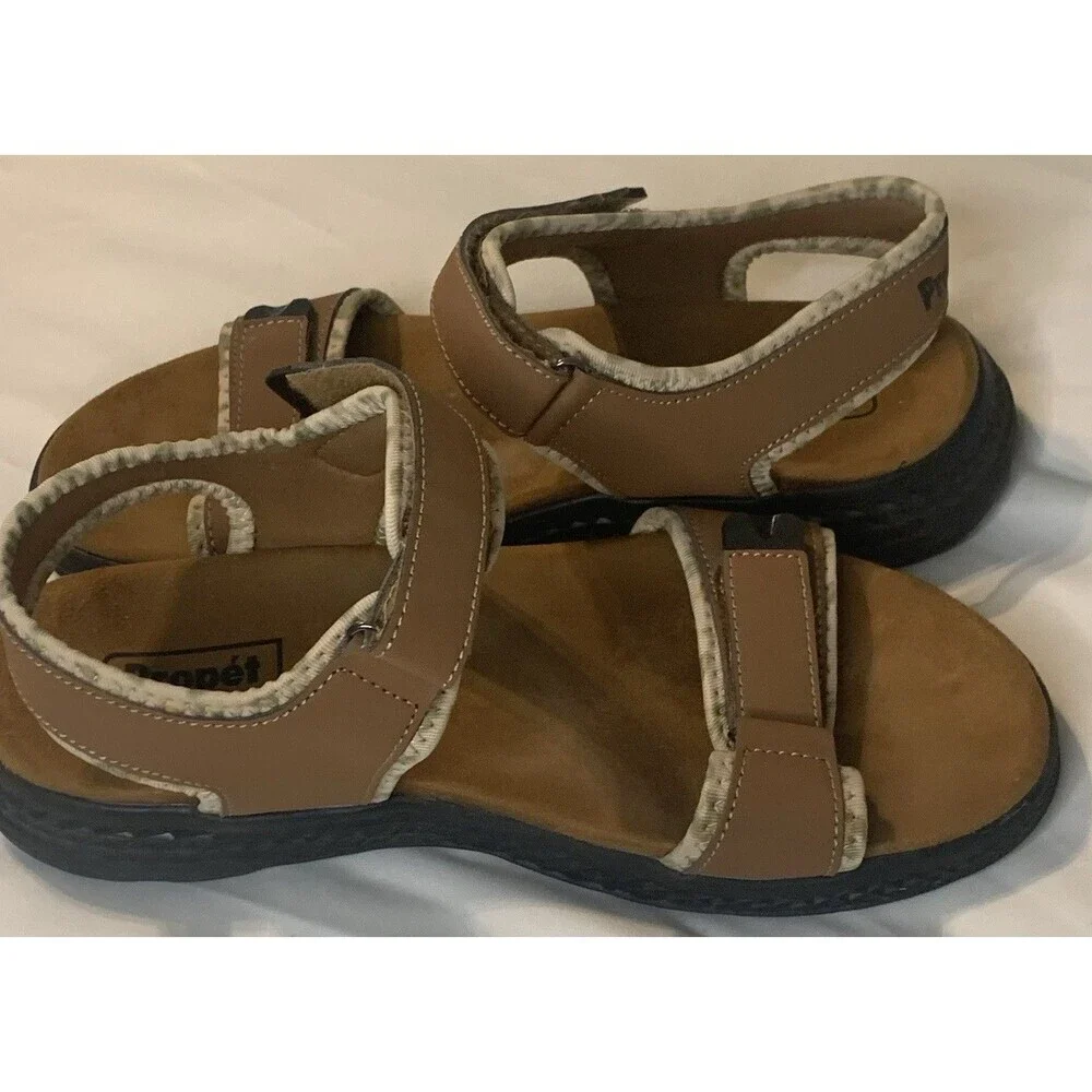 Propet Travelactiv Aspire Footbed Womens Brown Casual Sandals WST053P Size 8